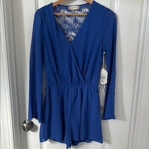 Altar'd State Blue Long Sleeve Romper